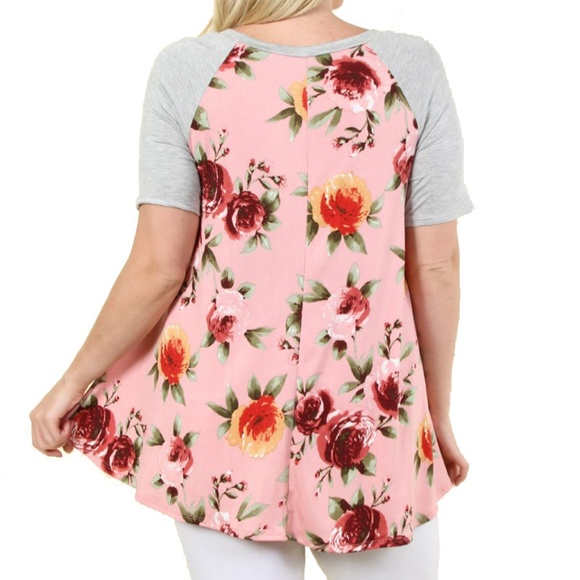 🌸 Boutique Floral Tunic Baseball Tee (PLUS) - Picture 2 of 3